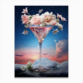 martini glass surround by cosmic surrealism Canvas Print