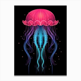 Irukandji Jellyfish Neon Illustration 1 Canvas Print