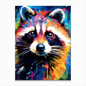 A Raccoon In City Vibrant Paint Splash 1 Canvas Print