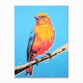 Andy Warhol Style Bird Bluebird 7 Canvas Print