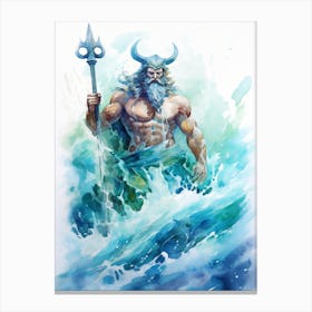  Watercolor Drawing Of Poseidon 7 Canvas Print