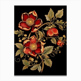 Christmas Rose 1 William Morris Style Winter Florals Canvas Print