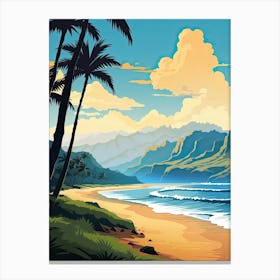 Kauai Hawaii, Usa, Flat Illustration 1 Canvas Print