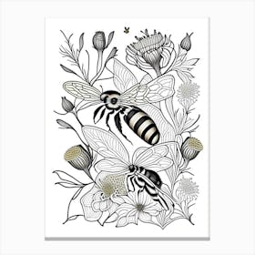Bees 2 William Morris Style Canvas Print