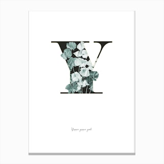 Flower Alphabet Y Canvas Print