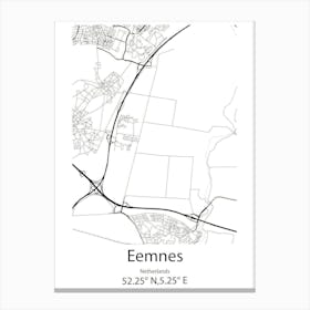 Eemnes,Netherlands Minimalist Map Canvas Print