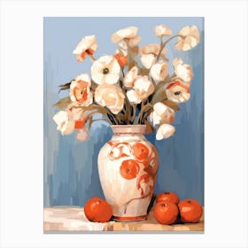 Poppy Flower And Peaches Still Life Painting 2 Dreamy Canvas Print