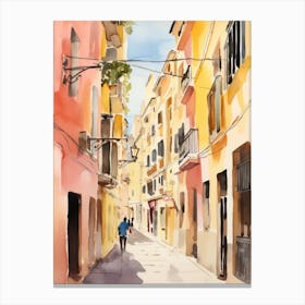 Cagliari, Italy Watercolour Streets 3 Canvas Print