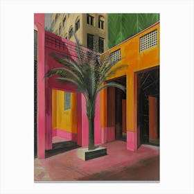 Palm Tree In The Courtyard Canvas Print