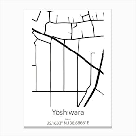 Yoshiwara,Japan Minimalist Map Stampe su tela