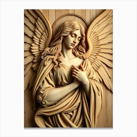 Angel With Wings - Wood Work Canvas Print