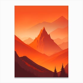 Misty Mountains Vertical Composition In Orange Tone 364 Canvas Print
