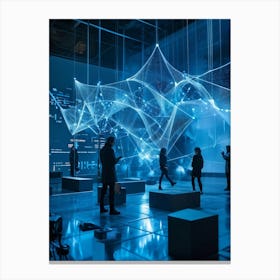 A Geometric Structure Sprawled Across A Global Scale Its Interconnected Nodes Pulsating With Data T (5) Canvas Print