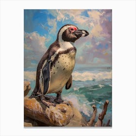 African Penguin Signy Island Oil Painting 3 Canvas Print