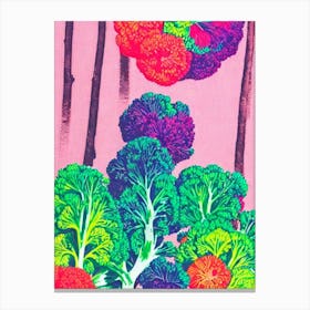 Rapini 2 Risograph Retro Poster vegetable Canvas Print