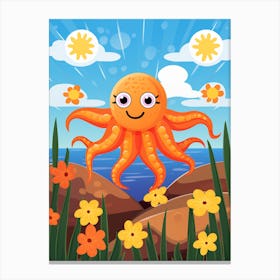 Day Octopus Flat Kids Illustration 1 Canvas Print