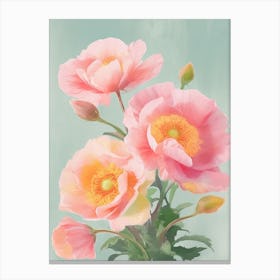 Roses Flowers Acrylic Painting In Pastel Colours 5 Canvas Print