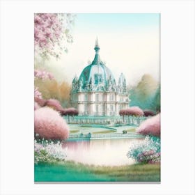 Château De Chantilly Gardens, 2, France Pastel Watercolour Canvas Print