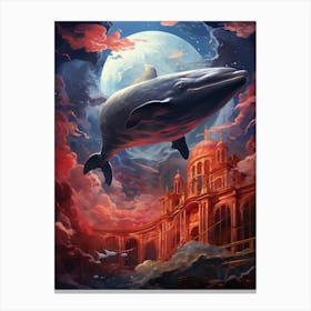 Moon And The Dolphin Canvas Print