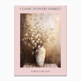 Classic Flowers Market  Forget Me Not Floral Poster 4 Canvas Print
