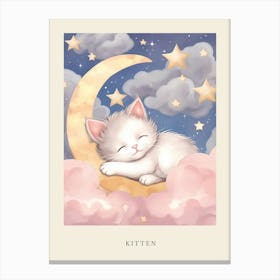 Sleeping Baby Kitten 1 Nursery Poster Canvas Print