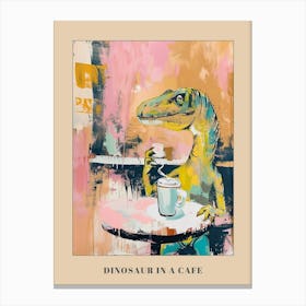Graffiti Style Dinosaur Drinking A Coffee In A Cafe 1 Poster Canvas Print