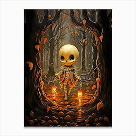 Skeleton In The Woods Canvas Print