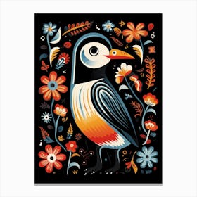 Folk Bird Illustration Penguin 1 Canvas Print