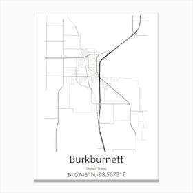 Burkburnett,United States Minimalist Map Canvas Print