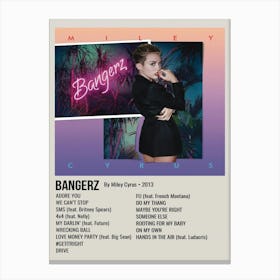 Bangerz By Miley Cyrus • 2013 Poster Canvas Print