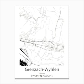 Grenzach Wyhlen,Germany Minimalist Map Canvas Print