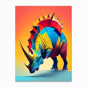 Triceratops 1 Primary Colours Dinosaur Canvas Print