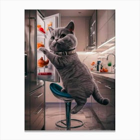 Cat In The Fridge Canvas Print