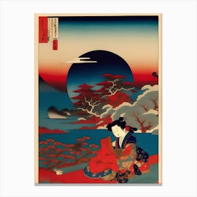 Samurai Woman By Person Canvas Print