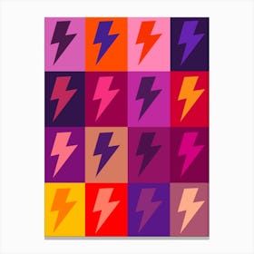 Lightning Bolts Pattern Checkerboard Canvas Print