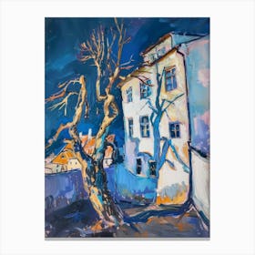 Tree In Front Of A House Canvas Print