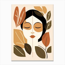 Woman'S Face With Leaves Canvas Print