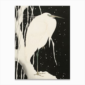 Heron in Snow (ca. 1925–1936), Ohara Koson Canvas Print