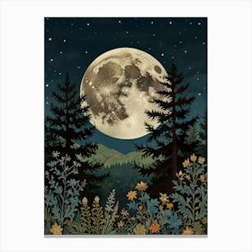 Moonlight In The Forest Style William Morris 9 Canvas Print