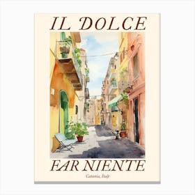 Il Dolce Far Niente Catania, Italy Watercolour Streets 3 Poster Canvas Print