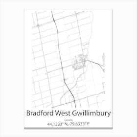 Bradford,Canada Minimalist Map Canvas Print