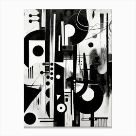 Harmony Abstract Black And White 4 Canvas Print