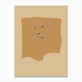 Lion - Boho, Line Art 6 Canvas Print