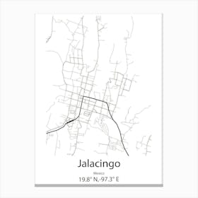 Jalacingo,Mexico Minimalist Map Canvas Print