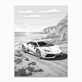 Lamborghini Huracan Coastal Line Drawing 1 Canvas Print