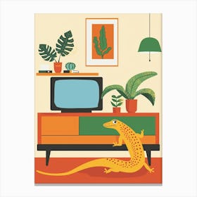 Lizard In The Living Room Modern Colourful Abstract Illustration 1 Canvas Print