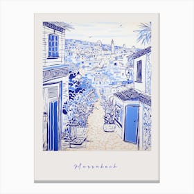 Marrakech Morocco Mediterranean Blue Drawing Poster Canvas Print