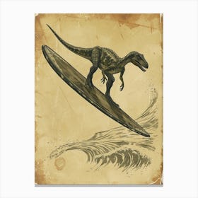 Vintage Dimorphodon Dinosaur On A Surf Board 1 Canvas Print