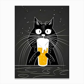 Cat Drinking Beer Canvas Print