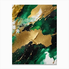 Gold And Green Abstract Painting Canvas Print